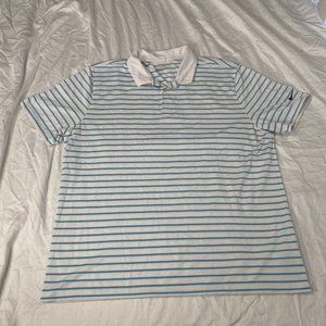 Nike Golf Polo Mens XL Standard Fit Short Sleeve Dri Fit Shirt White & Blue